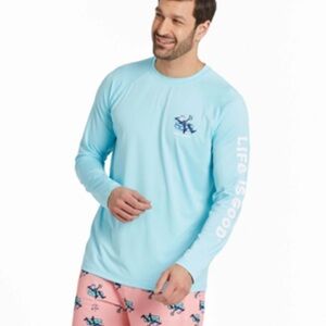 Life is Good Men's Pool Party Long Sleeve Rashguard Size Medium NWT